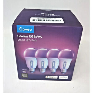 Govee H6008 White WiFi Bluetooth RGBWW Smart LED Bulbs With Manual Pack Of 4
